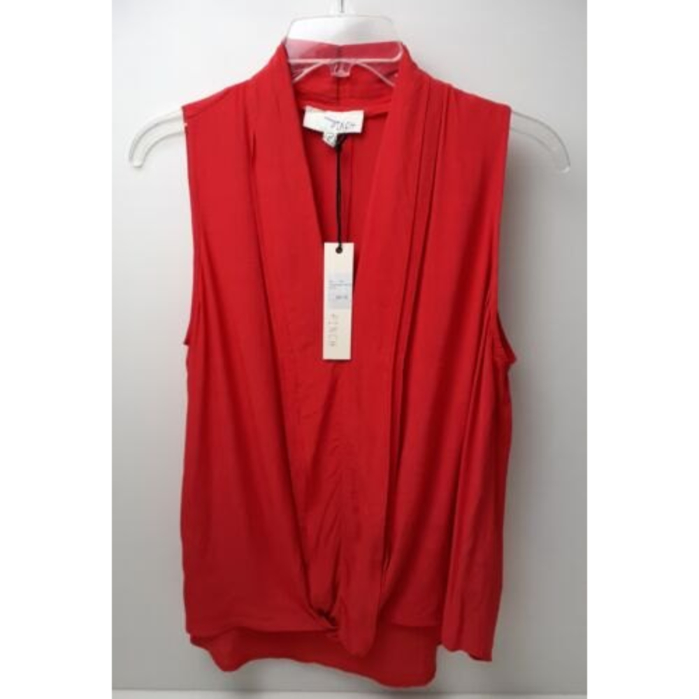 NWT "Pinch" Brand Tomato Red Sleeveless Shell Cami Top Twist High/Low Hem -Sz. M